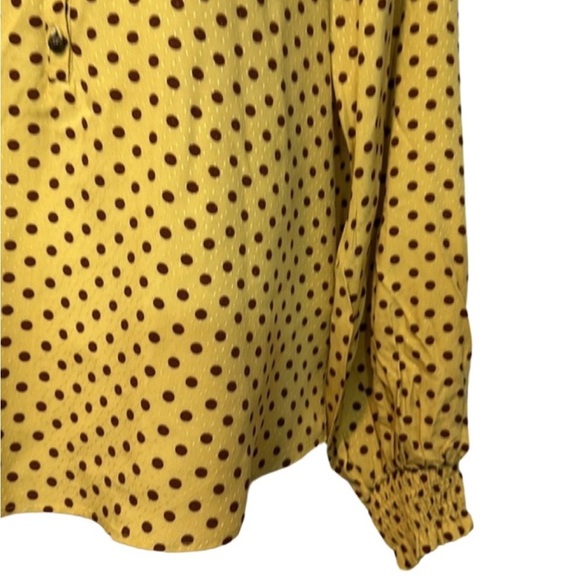 Anthropologie Maeve Colette Yellow Polka Dot Silk Blouse size S - Picture 6 of 7